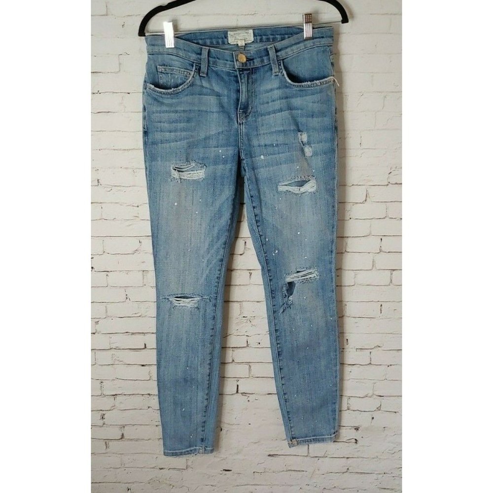 Current Elliott The Stiletto Skinny Jeans Distress